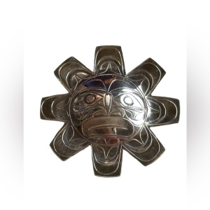 First Nations Sun Brooch Pendant Sterling Silver - Signed KwakwakaʼLancaster