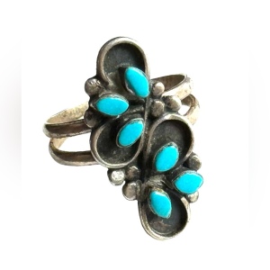 Vintage sterling silver 925 Southwestern Native American turquoise handmade ring