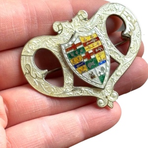 Antique Sterling Silver Enameled Canada Provinces fancy Brooch