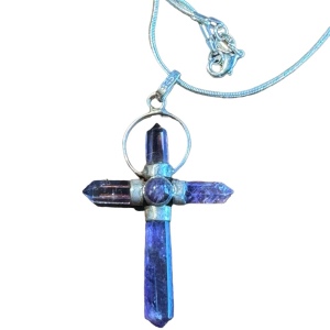 Sterlimg silver handmade amethyst cross necklace