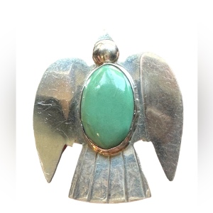 Vintage handmade Taxco Mexico MPB Eagle sterling stone brooch southwestern