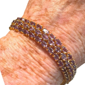 Stunning sterling silver 925 DBJ Amethyst gold plated tennis bracelet