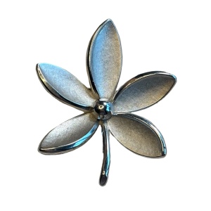 Large vintage brushed silver TRIfARI FLOWER BROOCH