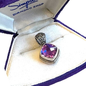 Lovely Sterling Silver faceted Amethyst Pendent Sarda 925