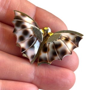 Vintage shell butterfly brooch gold finish