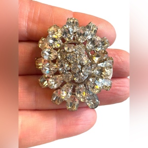 Vintage 1950s AUSTRIA Vintage crystal fancy brooch 2”