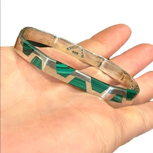 Vintage sterling silver 925 malachite bangle Mexico