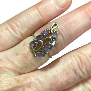 Vintage sterling silver custer dinner REAL amethyst ring