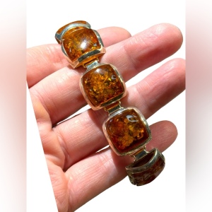 Vintage Amber sterling 925 imported link bracelet silver