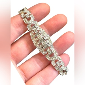 Antique 1920s silver finish rhinestone bracelet crystals