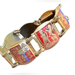 Bracelet coat of arms Enamel on brass the Blazon of Paris Lions brassy finish