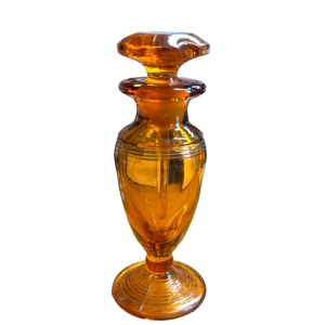 Antique amber glass perfume bottle corset style