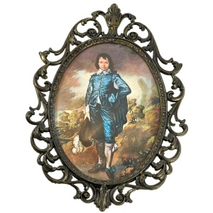 Vintage Italy Italian Brass metal ornate Blue Boy framed print wall picture